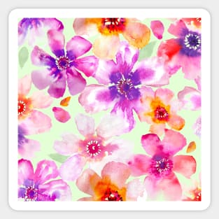 Watercolor Anemone Floral, Cool Lime Sticker